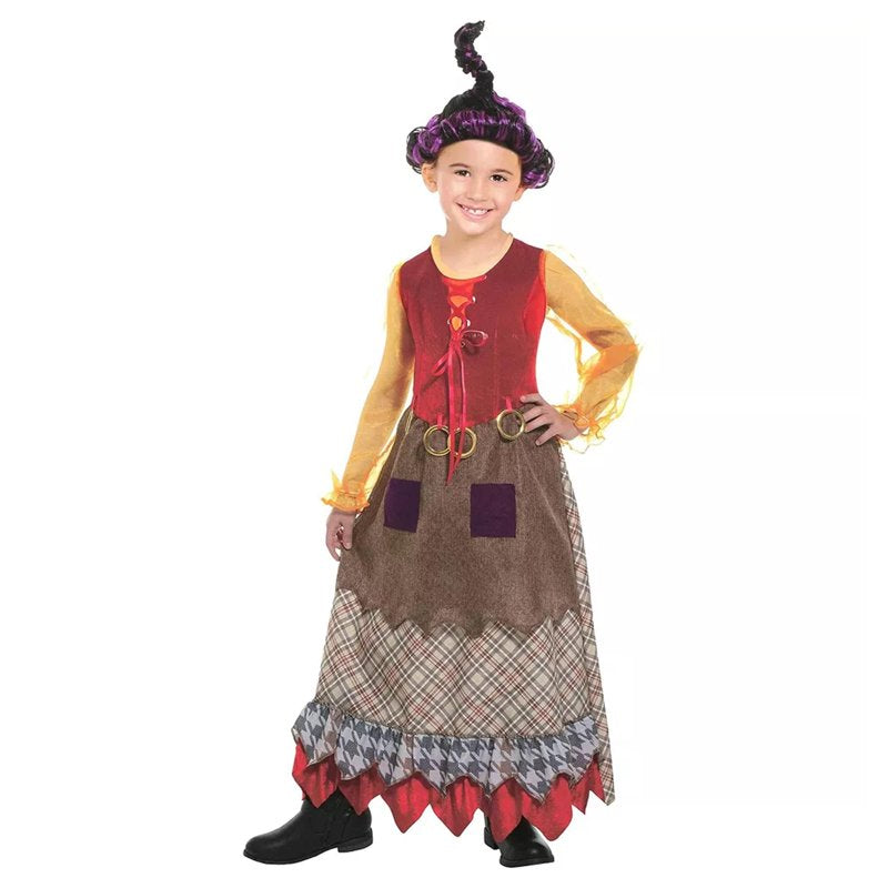 Child Witch Costume with Dress and Wig - Salem Goofy Witch, Size 4-6 - Halloween
