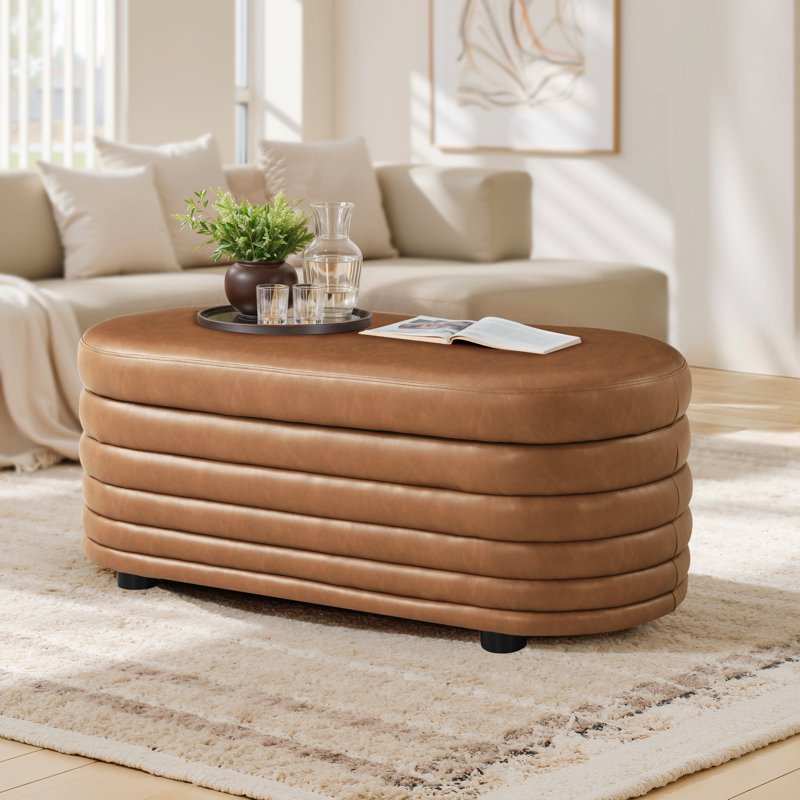 Modern Storage Ottoman with Hidden Compartment - Multiple Colors