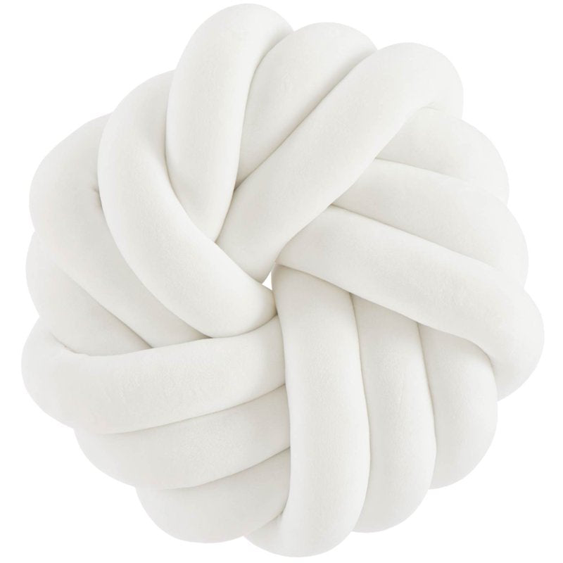 14-Inch White Decorative Knot Throw Pillow - Modern Home Accent