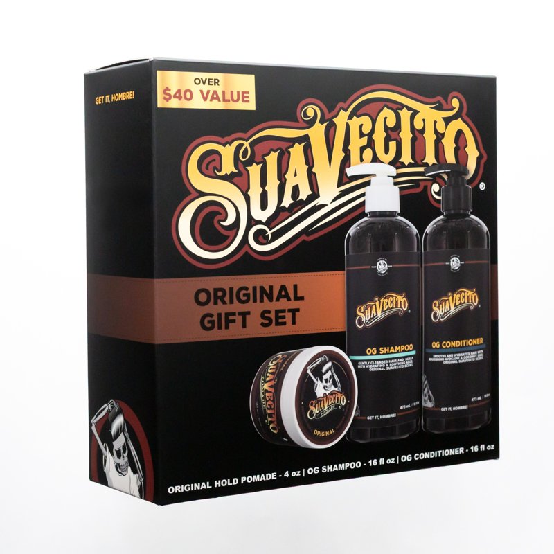 Hair Care Gift Set with Medium Hold Pomade, Shampoo & Conditioner