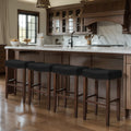 24" Backless Bar Stool Set of 4 - Black Wood Upholstered