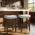 29" Backless Bar Stool Set of 2 - Gray Wood Upholstered