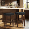 29" Backless Bar Stool Set of 2 - Wood Upholstered Saddle - Black