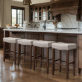 29" Backless Saddle Bar Stool Set of 4 - Gray Wood Upholstered