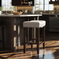 24" Gray Saddle Backless Bar Stool - Upholstered Wood Counter Height