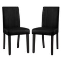 Faux Leather Dining Chair Set of 2 - Modern Mid-Century - Black
