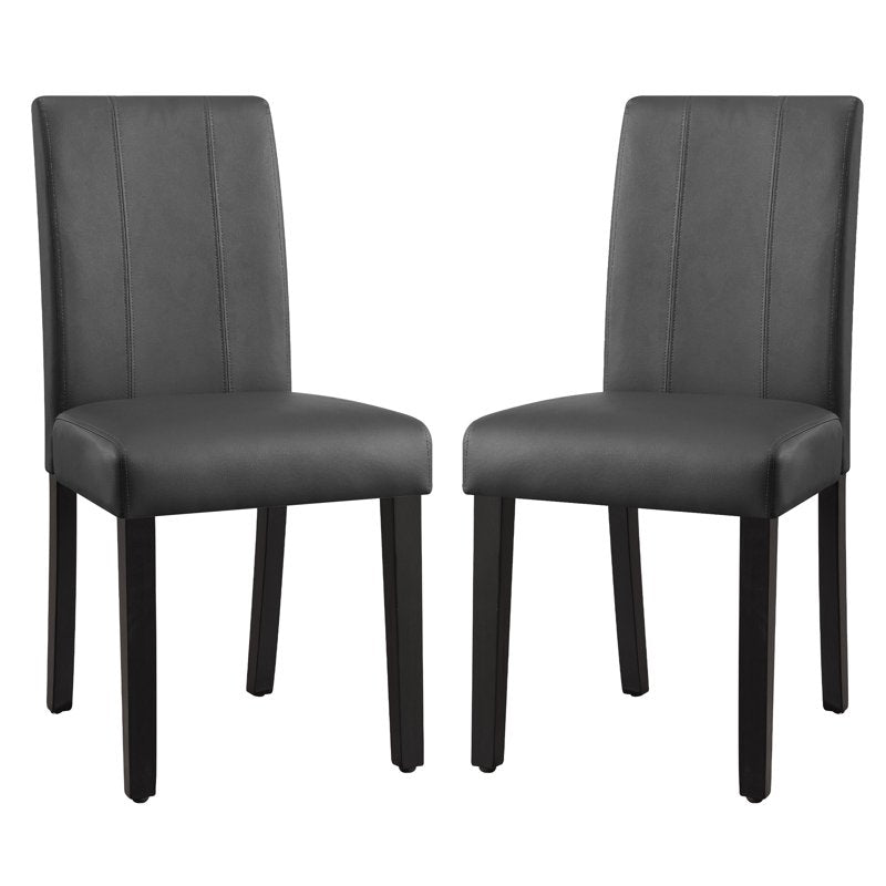 Modern Gray Faux Leather Dining Chair Set of 2 - Mid-Century