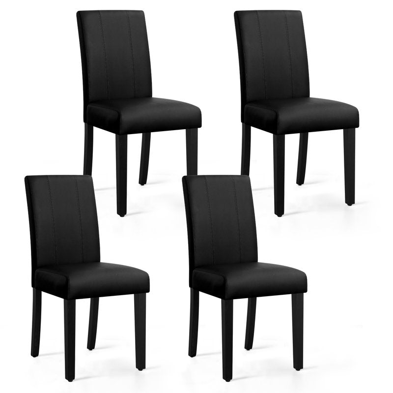 Modern Mid-Century Faux Leather Dining Chair Set of 4 - Black