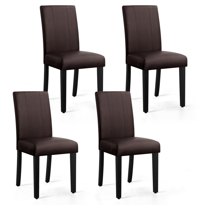 Modern Mid-Century Faux Leather Dining Chairs Set of 4 - Brown