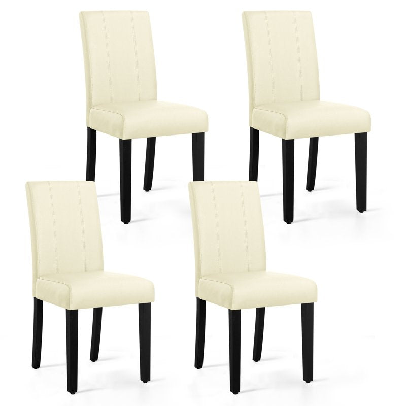Ivory Faux Leather Dining Chair Set of 4 - Mid-Century Style