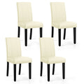 Ivory Faux Leather Dining Chair Set of 4 - Mid-Century Style