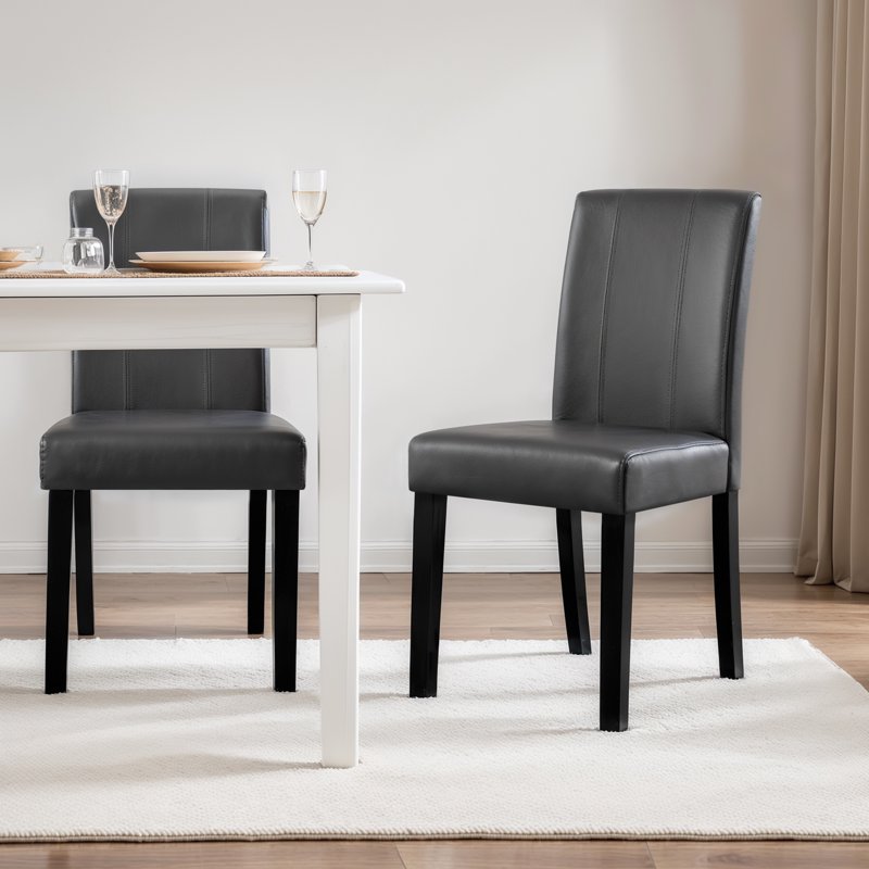 Modern Faux Leather Dining Chairs - Set of 2 Gray Upholstered