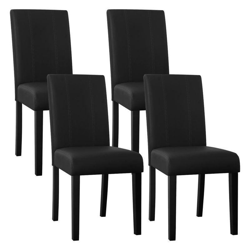 Faux Leather Dining Chairs Set of 4 - Black Parsons Style
