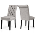 Modern Upholstered Dining Chairs Set of 2 - Light Gray, Button Tufted