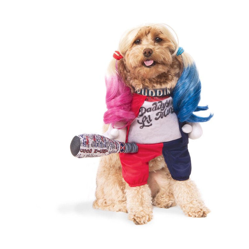 Pet Harley Quinn Costume for Dogs 6-10 lbs - Suicide Squad Pet Outfit with Wig & Necklace