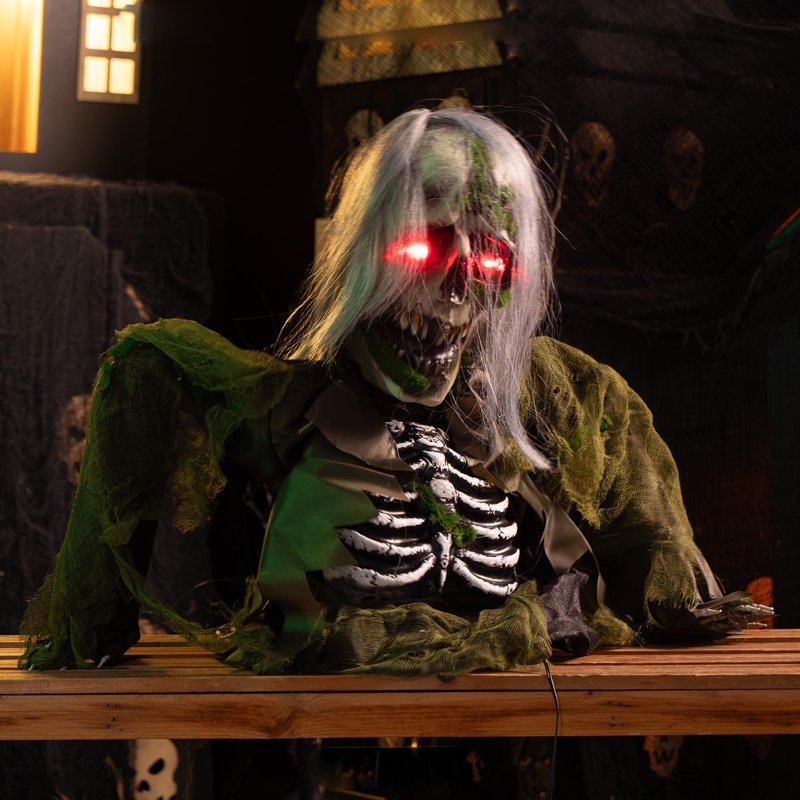 Halloween Outdoor Zombie Groundbreaker Animatronic with Sound & Glowing Eyes