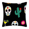Summerween 18x18 Plush Decorative Pillow - Fiesta Skulls Black