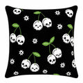 Skull Cherries Plush Decorative Pillow - Summerween 18x18 Inch Throw Pillow