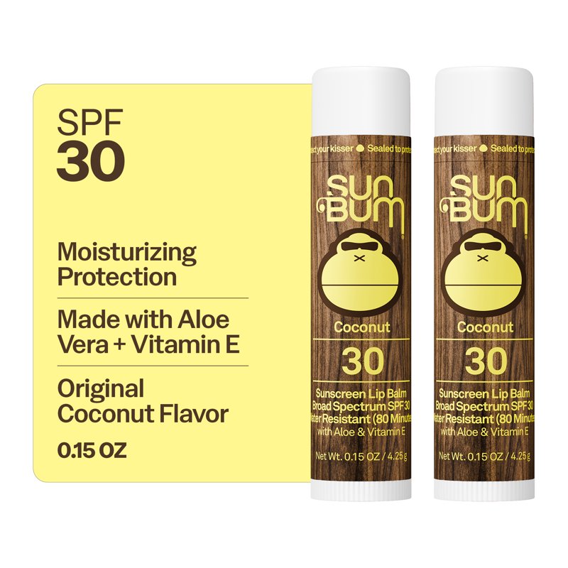 SPF 30 Coconut Sunscreen Lip Balm with Aloe & Vitamin E - 2 Pack