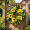 Sunflower Wreath Artificial Flower Door Decor Spring Summer 14 Inch - Variation 720-1-14
