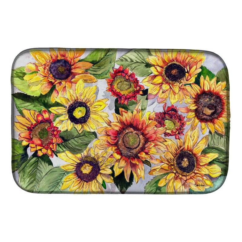 Sunflowers Dish Drying Mat - 14 x 21 Inch Water-Absorbent