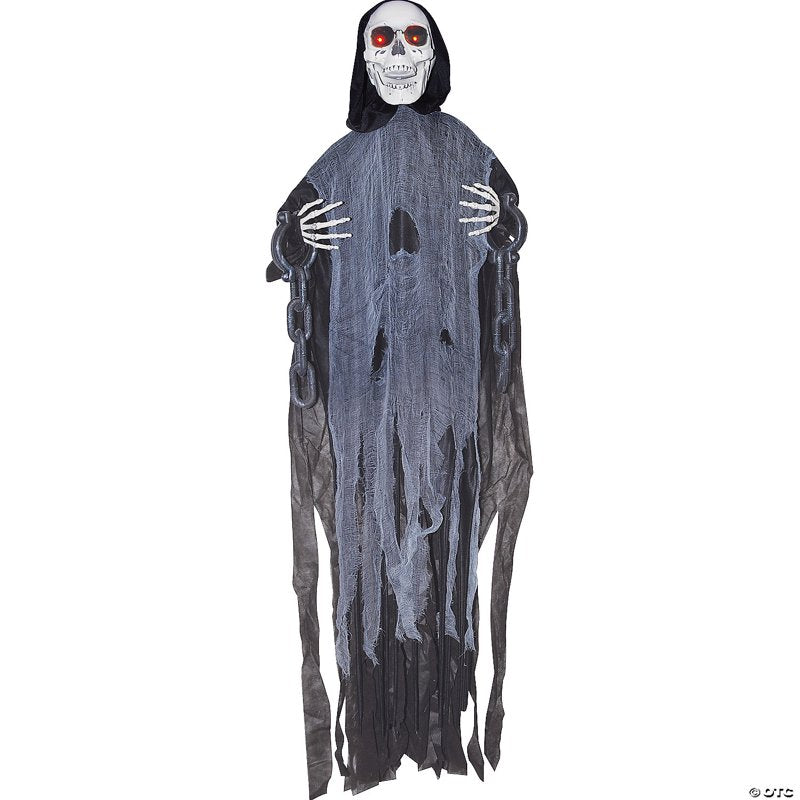Ghost Skeleton in Chains Halloween Hanging Decoration - 60 Inches Lighted & Animated