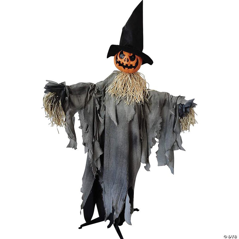 Halloween Animated 6ft Scarecrow Pumpkin Decoration with Hat and Sound Activation