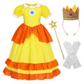 Girls Princess Costume Set 3T-4T Kids Halloween Fancy Dress with Crown Gloves Wand