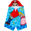 Kids Hooded Bath Towel with Super Mario Characters - 100% Cotton