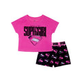 Girls Supergirl 2-Piece Jersey Short Sleeve Top and Shorts Set - Size 10-12 - L