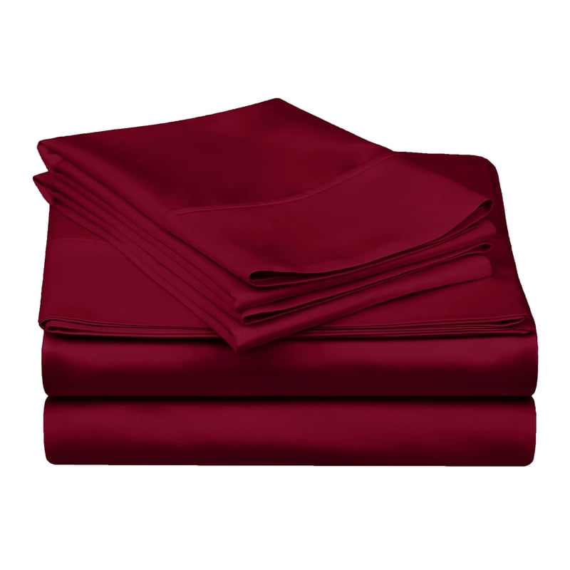 Burgundy Egyptian Cotton Sheet Set - California King, 4-Piece 300 Thread Count