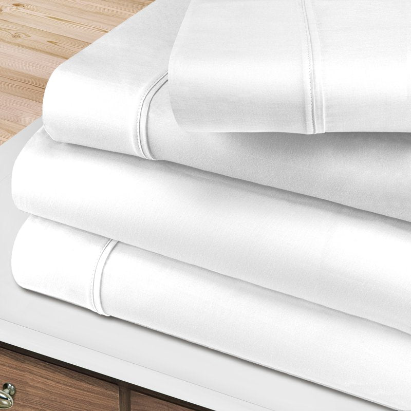 Split King Bed Sheets Set - White Egyptian Cotton 400 Thread Count