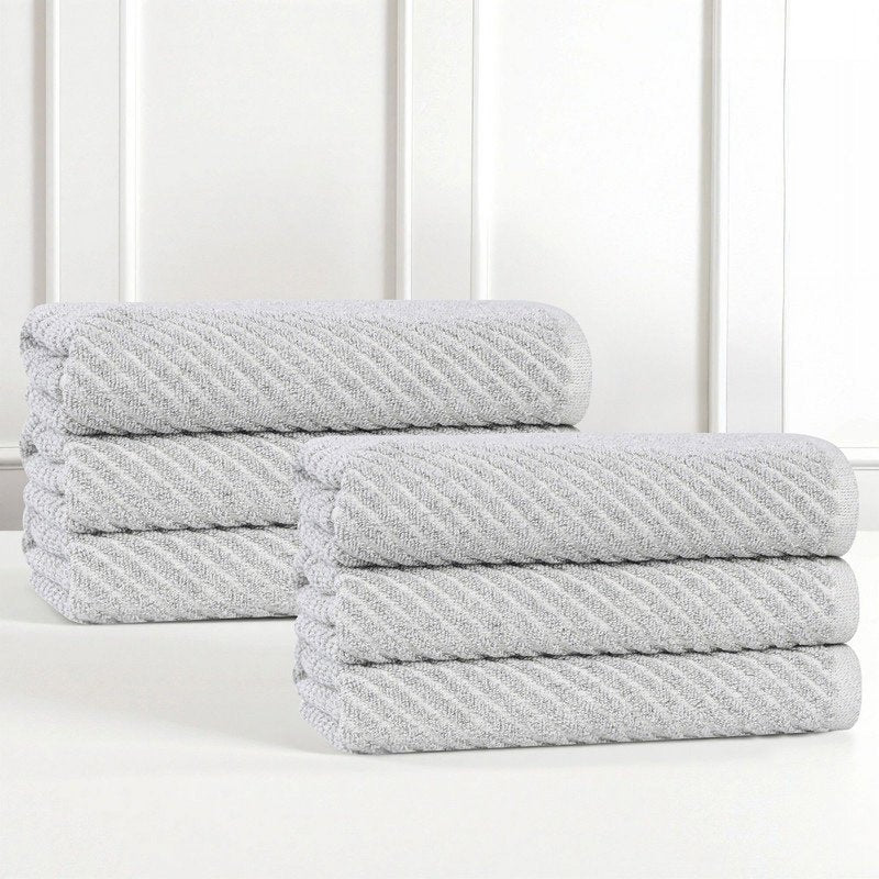 Hand Towel Set - 6 Pack, Platinum, Viscose Cotton Blend Medium Weight - Variation of THIS listing