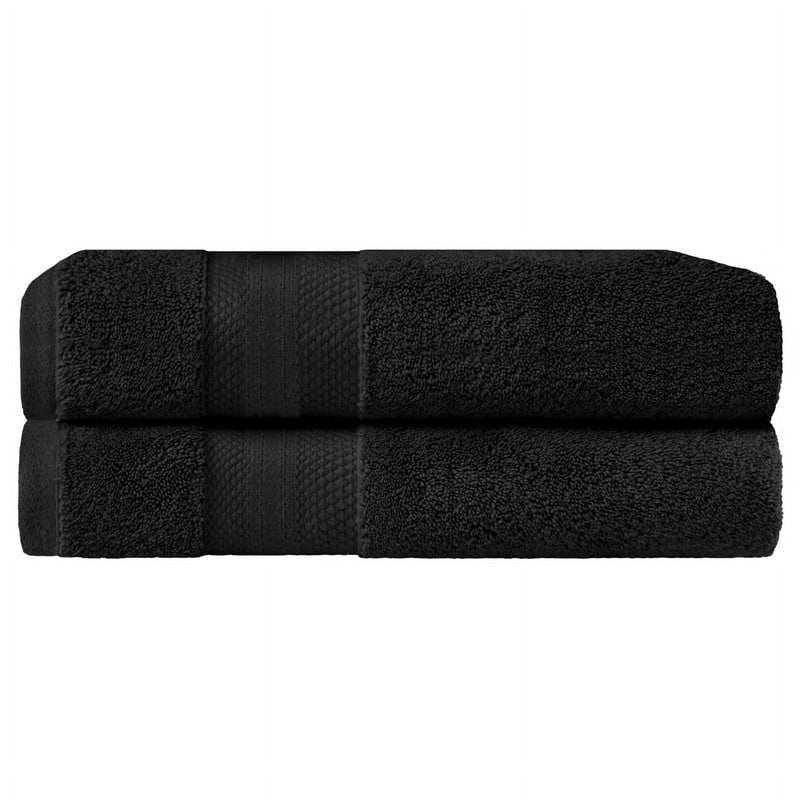 Heavyweight Turkish Cotton Bath Towel Set - 2 Pack, Black - Ultra Soft & Absorbent - 28x52 Inches - Variation of THIS listing