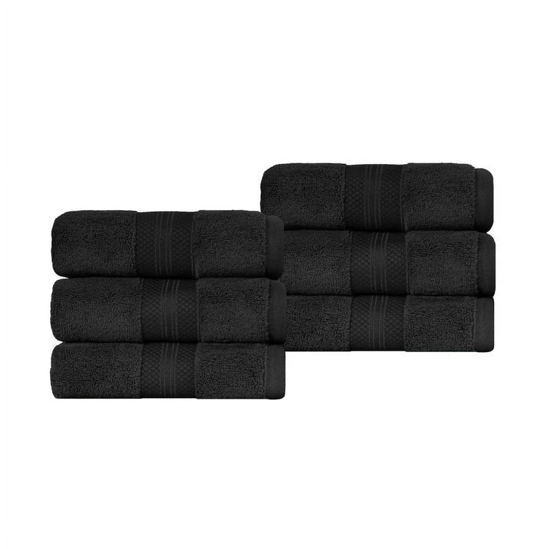 Black 6-Piece Hand Towel Set - Superior Aria Turkish Cotton, Ultra Soft & Heavyweight Variation of THIS listing