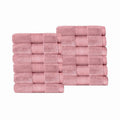 Turkish Cotton Face Towel Set - Heavyweight 12-Piece Coral Pink - Soft & Absorbent