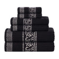 Superior Athens 6-Piece Cotton Greek Scroll Towel Set - Black Chrome