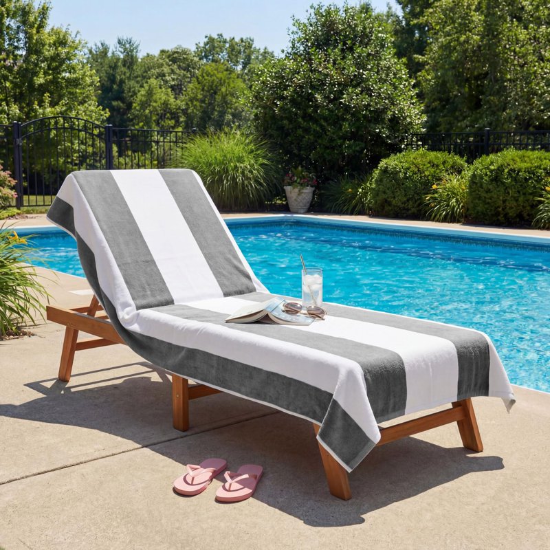 Superior Cabana Cotton Lounge Chair Cover - Light Grey, 1 Piece, Fitted for Standard & Oversized Chairs