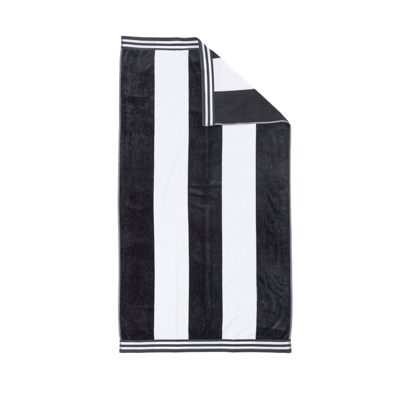 Oversized Cotton Beach Towel Set - Charcoal 4-Pack, Cabana Stripe, Quick-Dry