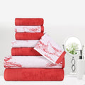 Superior Cotton Assorted Solid and Marble Towel Set - Terra Cotta, 8 Pieces