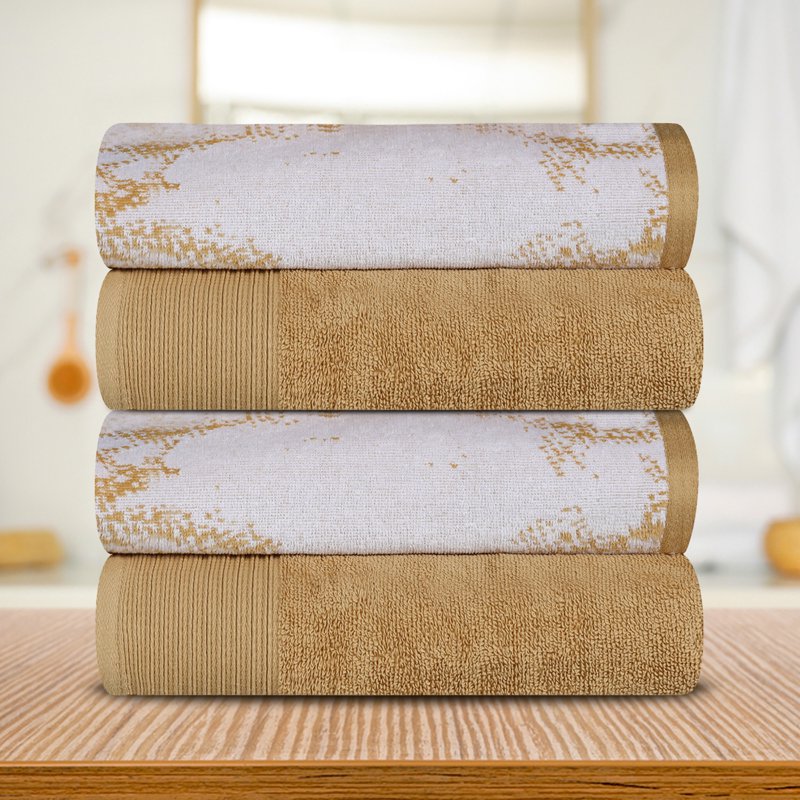 Bronze Cotton Jacquard Border Bath Towel Set of 4 - Superior Cotton