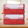 Terra Cotta Red Cotton Jacquard Border Bath Towel Set of 4 - Superior