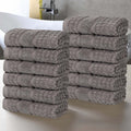Charcoal Cotton Face Towel Set - 12 Pack Ultra Soft Quick Dry Towels with Waffle Border - Superior