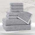 Charcoal Cotton Blend Bath Towel Set - 8 Piece Medium Weight Soft Towels with Variations