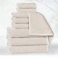 Beige 9-Piece Cotton Blend Towel Set - Soft Medium-Weight Bath Towels