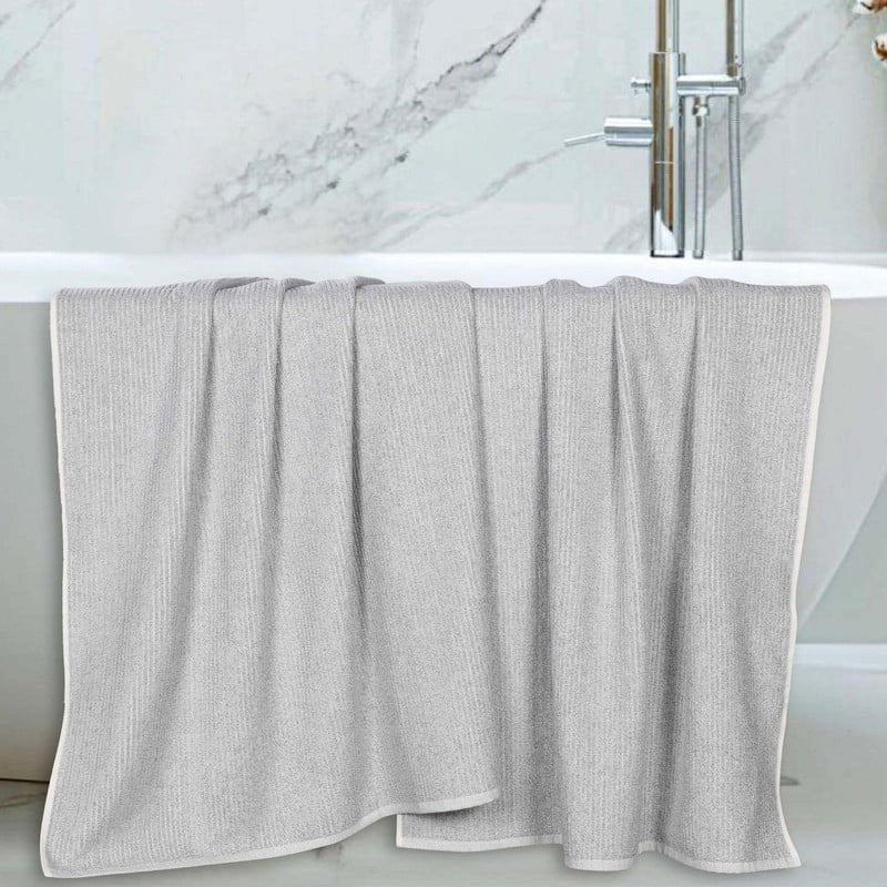 Superior Destin Cotton Blend Bath Sheet Set - 2 Pack in Platinum - Medium Weight, Soft & Absorbent