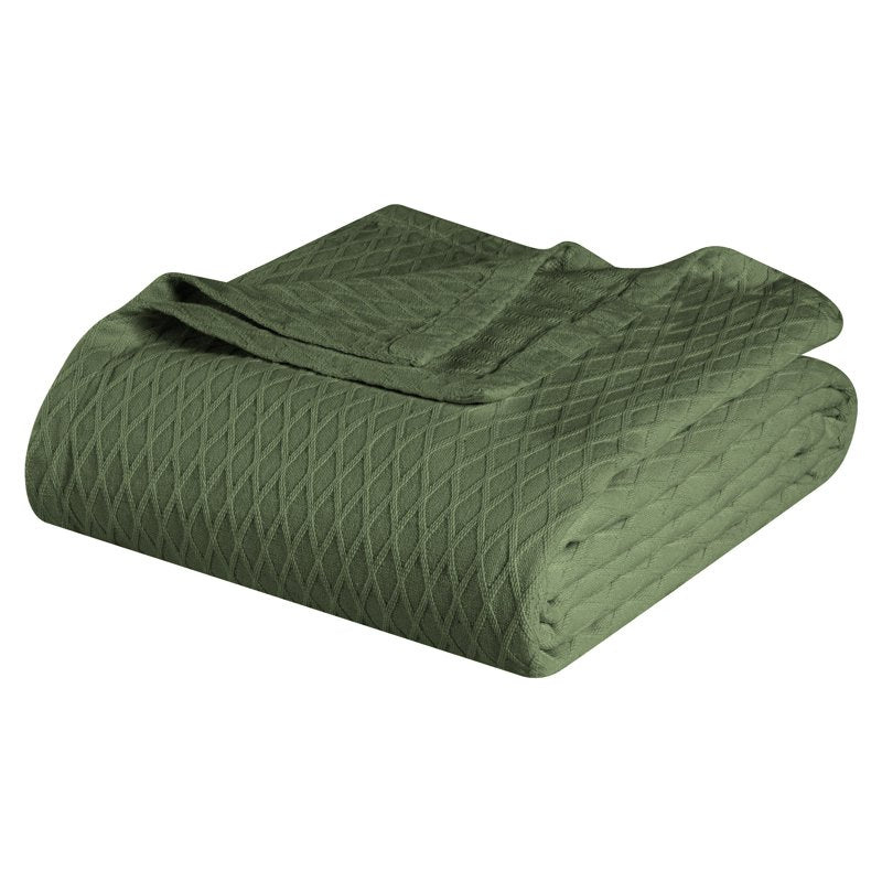 All-Season Cotton Bed Blanket - California King, Forest Green