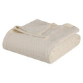 All-Season Cotton Bed Blanket - Full/Queen Ivory Diamond Weave