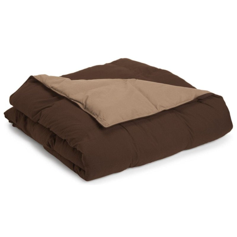 Reversible Down Alternative Comforter Full/Queen Taupe-Choco - Microfiber Bedding