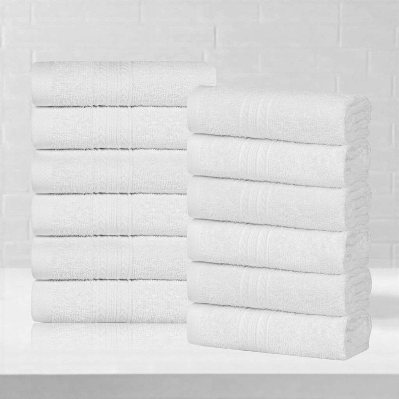 White 12-Piece Eco-Friendly Cotton Washcloth Set - Reusable & Absorbent - Superior